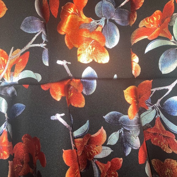 Red and Blue/Gray Metallic Floral Mini Dress - Picture 2 of 4